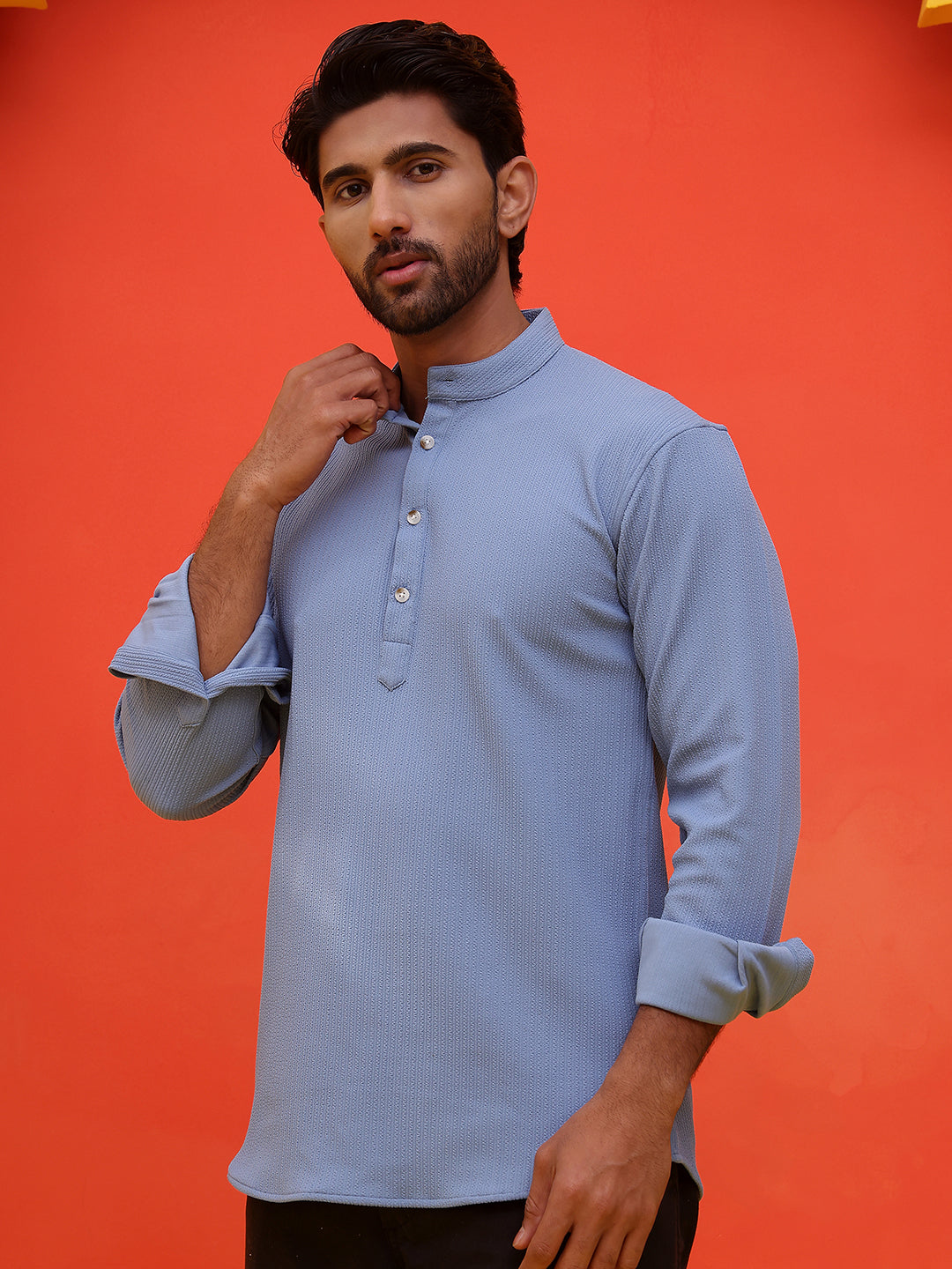 DesiQlo Men Solid Kurta Only - Blue - KO_5215Blue_S