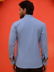 Solid Cotton Blend Short Kurta ( KO 5215 Blue ) [FF] [D-8-9]