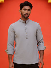 Solid Cotton Blend Short Kurta ( KO 5215 Grey ) [FF] [D-8-9]