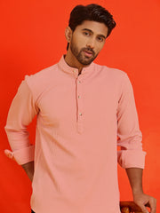 Solid Cotton Blend Short Kurta ( KO 5215 Peach ) [FF] [D-8-9]