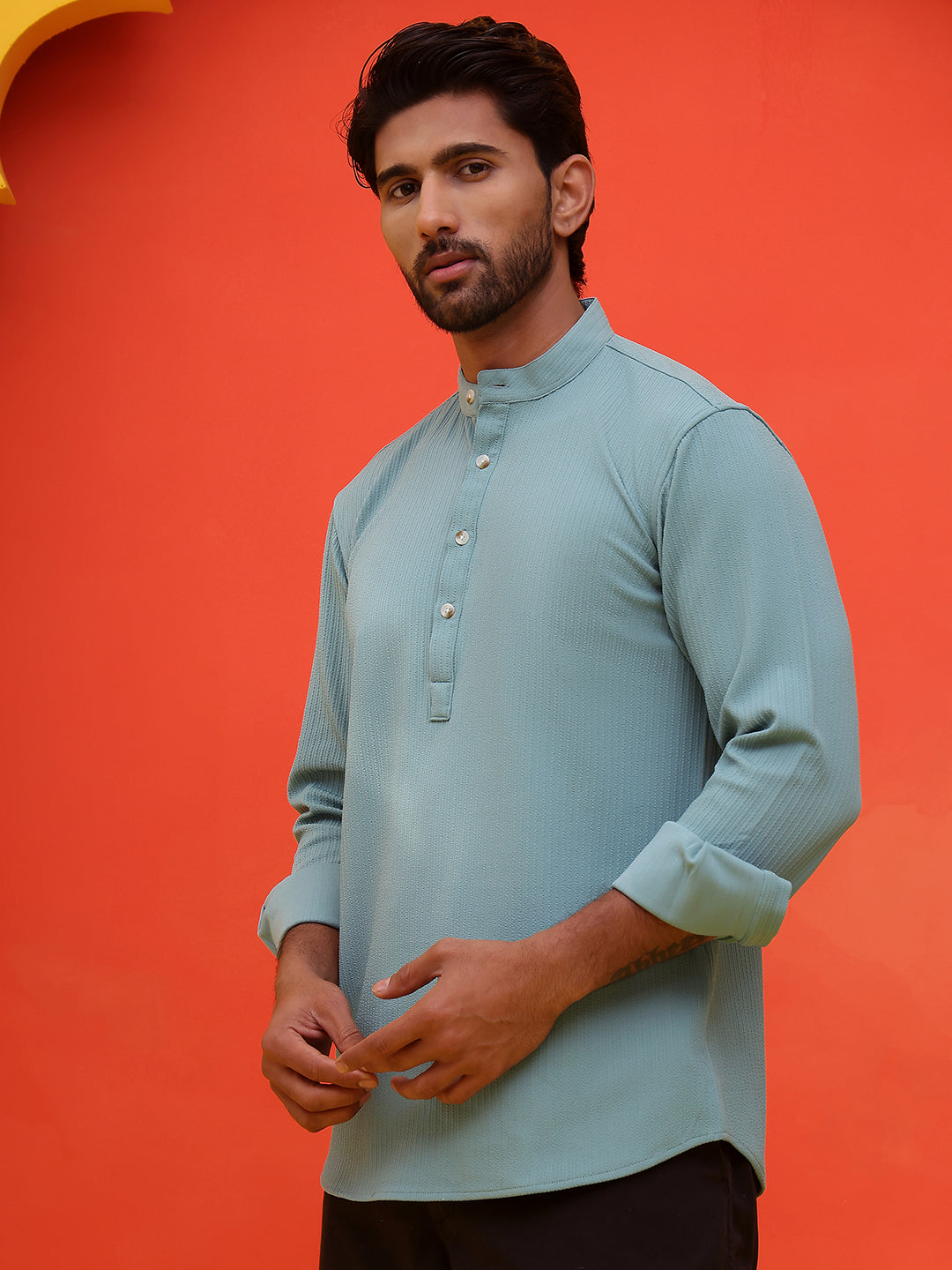 DesiQlo Men Solid Kurta Only - Blue - KO_5215Sky_S