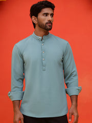 Solid Cotton Blend Short Kurta ( KO 5215 Sky ) [FF] [D-8-9]
