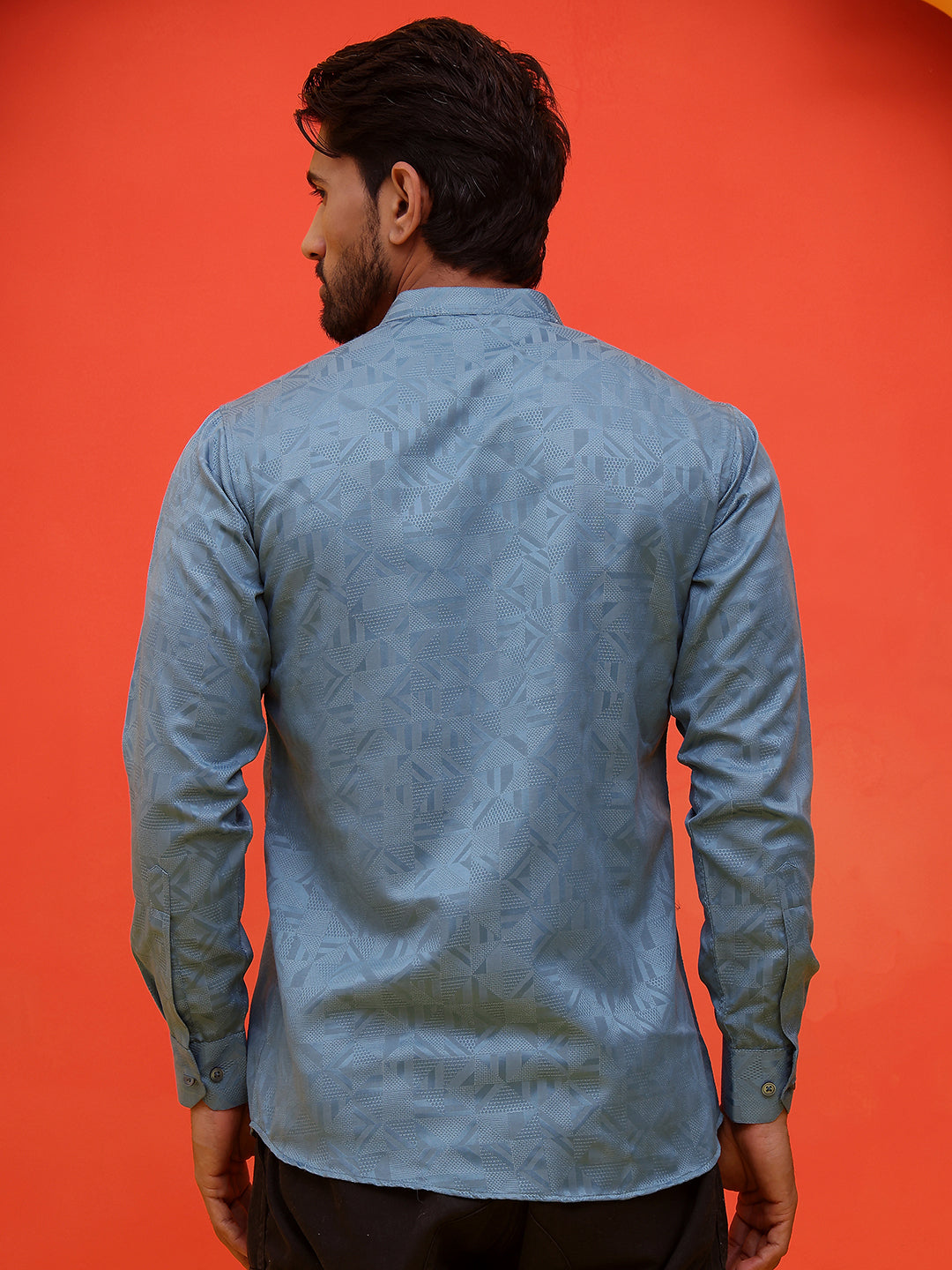 DesiQlo Men Geometric Kurta Only - Blue - KO_5216Blue_S