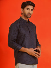 Woven Design Short Kurta for Men ( KO 5216 Navy ) [FF] [C-11-12]