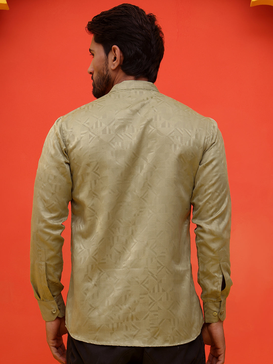 DesiQlo Men Geometric Kurta Only - Green - KO_5216Pista_S