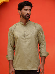 Woven Design Short Kurta for Men ( KO 5216 Pista ) [FF] [C-11-12]