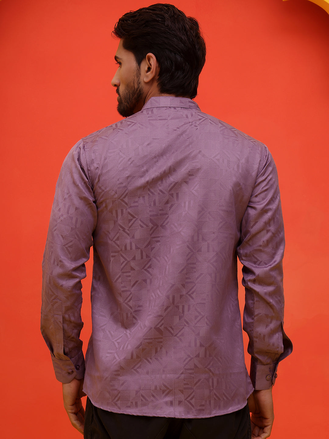 DesiQlo Men Geometric Kurta Only - Purple - KO_5216Purple_S