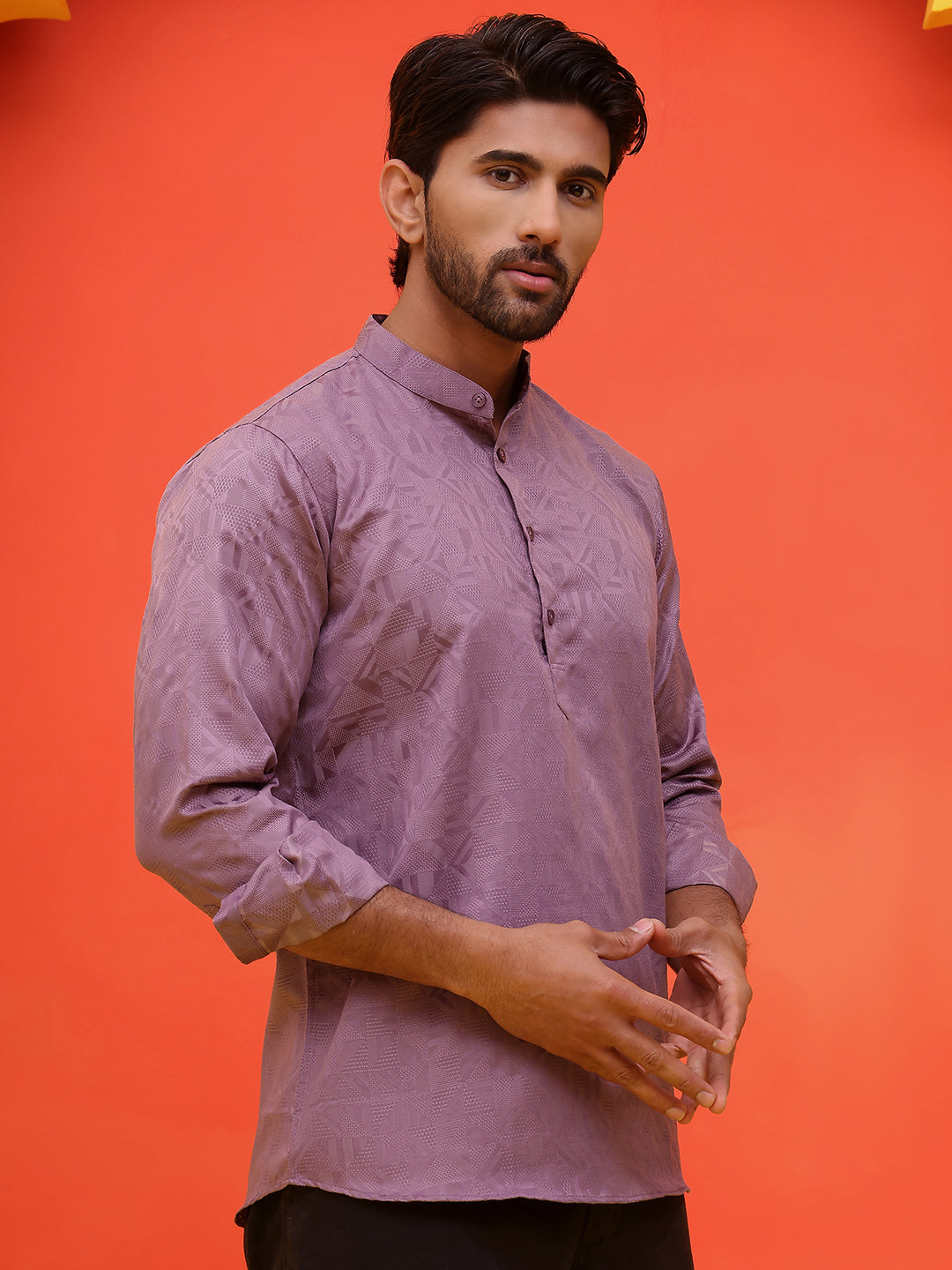 DesiQlo Men Geometric Kurta Only - Purple - KO_5216Purple_S