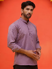Woven Design Short Kurta for Men ( KO 5216 Purple ) [FF] [C-11-12]