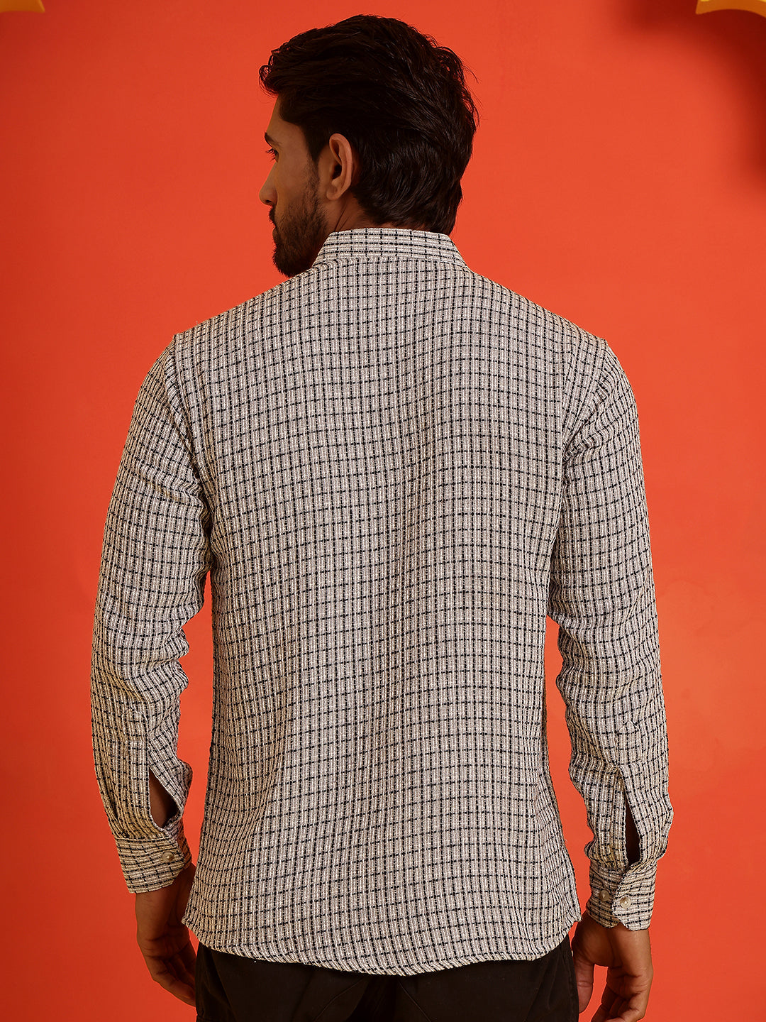 DesiQlo Men Checked Kurta Only - Grey - KO_5217Grey_S