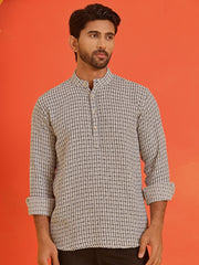 Checked Cotton short Kurtas ( KO 5217 Grey ) [FF] [ J1 ]
