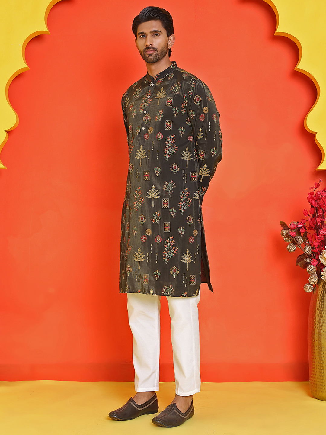 DesiQlo Men Printed Kurta Only - Black - KO_5218Black_S