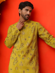 Printed Silk Blend Straight Kurtas ( KO 5218 Mustard ) [FF] [M-5-6]