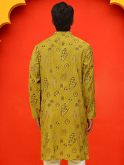 Printed Silk Blend Straight Kurtas ( KO 5218 Mustard ) [FF] [M-5-6]