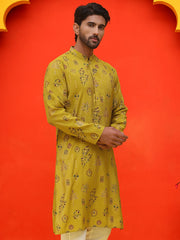 Printed Silk Blend Straight Kurtas ( KO 5218 Mustard ) [FF] [M-5-6]