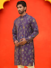 Printed Silk Blend Straight Kurtas ( KO 5218 Purple ) [FF] [M-5-6]