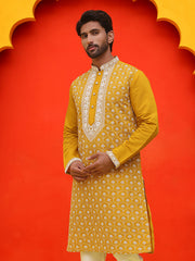 Embroidered Kurtas For Men ( KO 5220 Mustard ) [FF] [I-1-4]