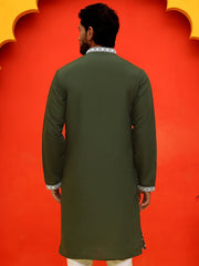 Embroidered Kurtas For Men ( KO 5220 Olive ) [FF] [I-1-4]