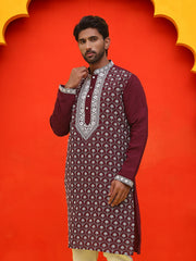 Embroidered Kurtas For Men ( KO 5220 Purple ) [FF] [I-1-4]