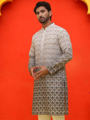 Ombre Printed & Embroidered Kurtas ( KO 5222 Grey ) [FF] [P-12-14]