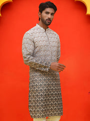 Ombre Printed & Embroidered Kurtas ( KO 5222 Grey ) [FF] [P-12-14]