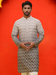 Ombre Printed & Embroidered Kurtas ( KO 5222 Grey ) [FF] [P-12-14]