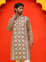 Embroidered Kurtas For Men ( KO 5223 Brown ) [FF] [C-12]