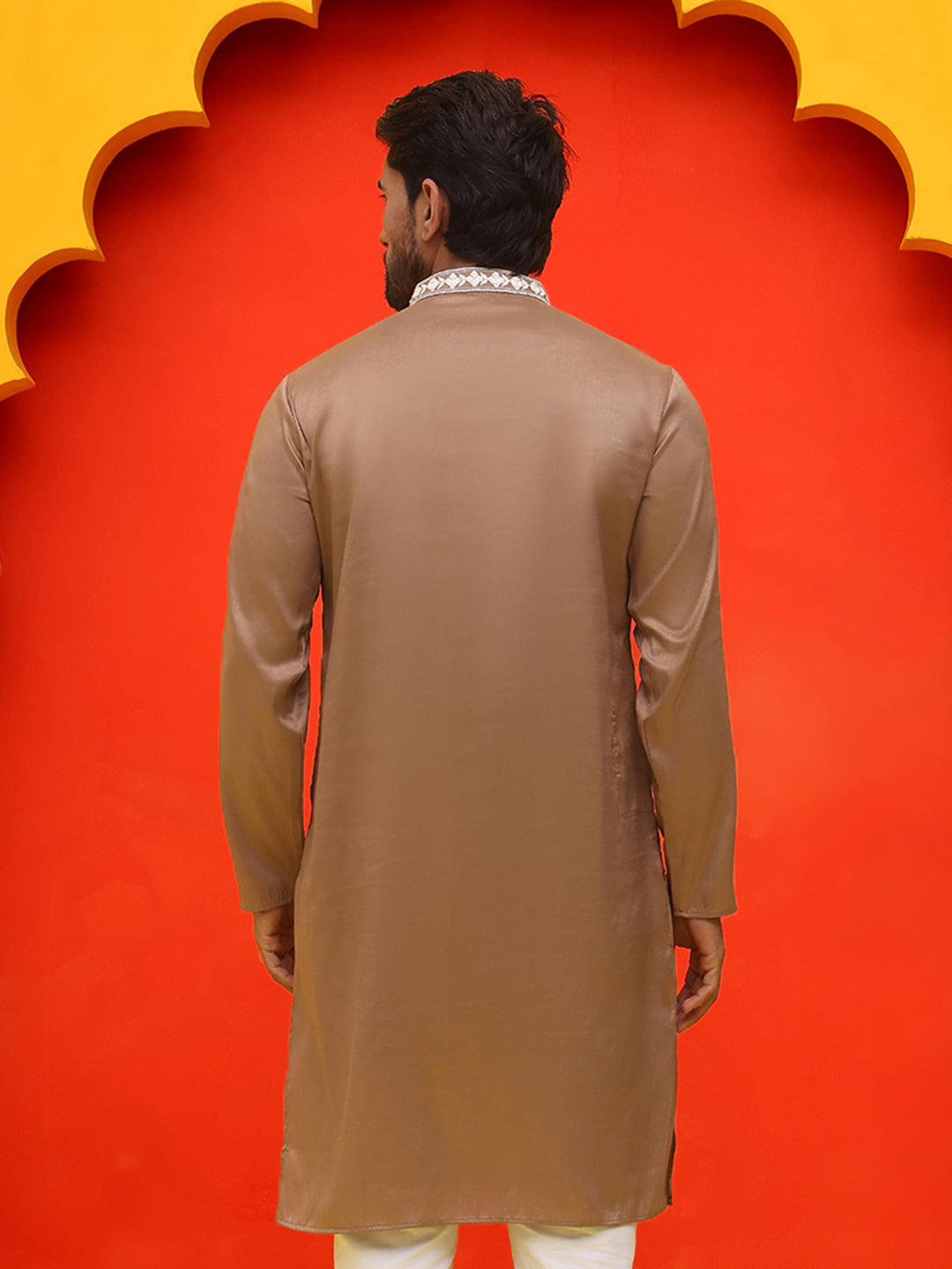 DesiQlo Men Floral Kurta Only - Brown - KO_5223Brown_S