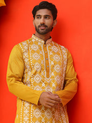 Embroidered Kurtas For Men ( KO 5223 Mustard ) [FF] [C-12]