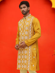 Embroidered Kurtas For Men ( KO 5223 Mustard ) [FF] [C-12]