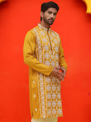 Embroidered Kurtas For Men ( KO 5223 Mustard ) [FF] [C-12]