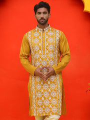 Embroidered Kurtas For Men ( KO 5223 Mustard ) [FF] [C-12]