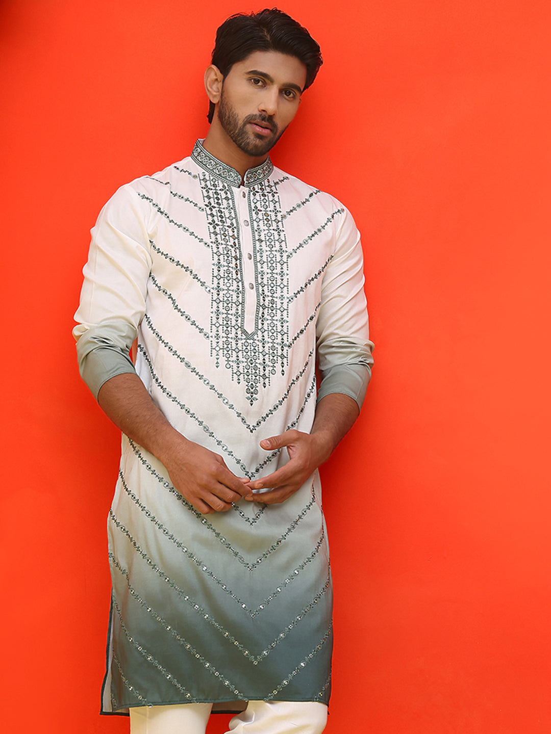 Ombre Printed & Embroidered Kurtas ( KO 5224 Grey ) [FF] [C-12]