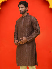 Embroidered straight Kurtas For Men ( KO 5225 Coffee ) [FF] [P-6-7]