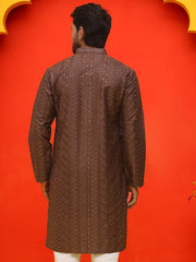 Embroidered straight Kurtas For Men ( KO 5225 Coffee ) [FF] [P-6-7]