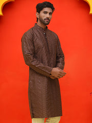 Embroidered straight Kurtas For Men ( KO 5225 Coffee ) [FF] [P-6-7]