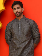 Embroidered straight Kurtas For Men ( KO 5225 Grey ) [FF] [P-6-7]