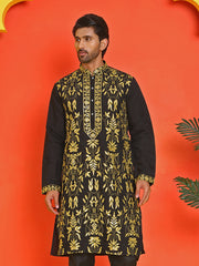 Embroidered & Sequins Kurtas For Men ( KO 5226 Black ) [FF] [Q-10-11]