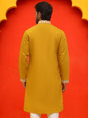 Embroidered & Sequins Kurtas For Men ( KO 5226 Mustard ) [FF] [Q-10-11]