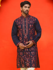 Embroidered & Sequins Kurtas For Men ( KO 5226 Navy ) [FF] [Q-10-11]