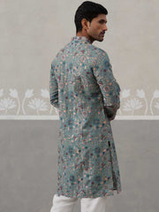Embroidered Kurta For Men ( KO 5227 Sky ) [FF] [E-3-4]