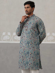 Embroidered Kurta For Men ( KO 5227 Sky ) [FF] [E-3-4]