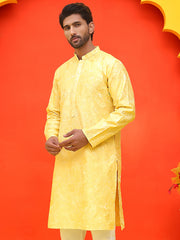Embroidered Kurtas For Men ( KO 5228 Yellow ) [FF] [N-8]