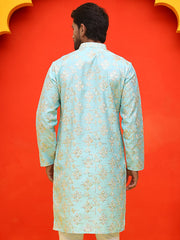 Men's Embroidered Kurtas ( KO 5229 Sky ) [FF] [N-8]
