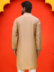 Embroidered & Sequins Kurtas For Men ( KO 5230 Beige ) [FF] [D-9]