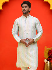 Embroidered and mirror work straight Kurtas For Men, ( KO 5231 Multi ) [FF] [D-2]