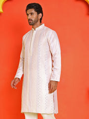 Embroidered and mirror work straight Kurtas For Men, ( KO 5231 Peach ) [FF] [D-2]