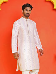 Embroidered and mirror work straight Kurtas For Men, ( KO 5231 Peach ) [FF] [D-2]