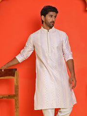 Embroidered and mirror work straight Kurtas For Men, ( KO 5231 Peach ) [FF] [D-2]
