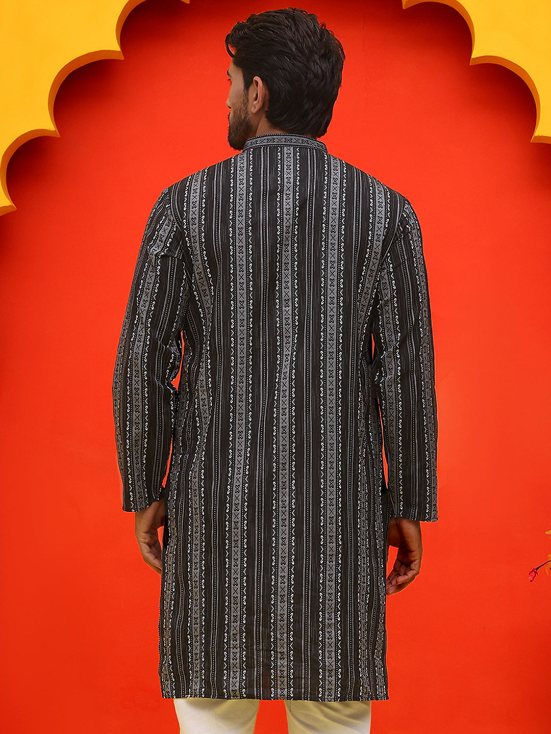 DesiQlo Men Woven Design Kurta Only - Black